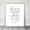 Bible Verse Printable, A Sweet Friendship Refreshes the Soul, Proverbs 27:9, Friendship Quotes