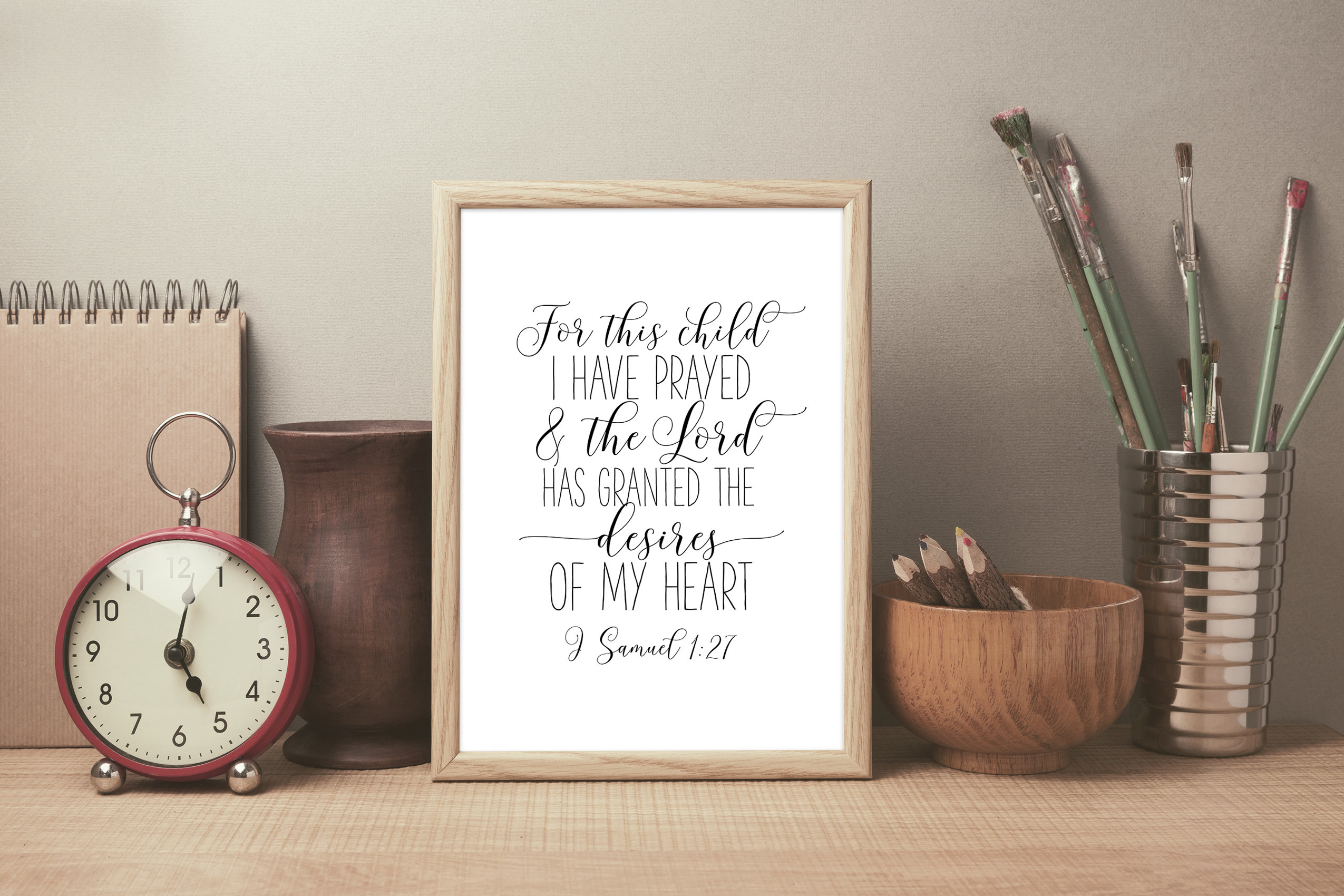 Bible Verse Printable For This Child I Have Prayed, 1 SAMUEL 1:27, Nursery Wall Art