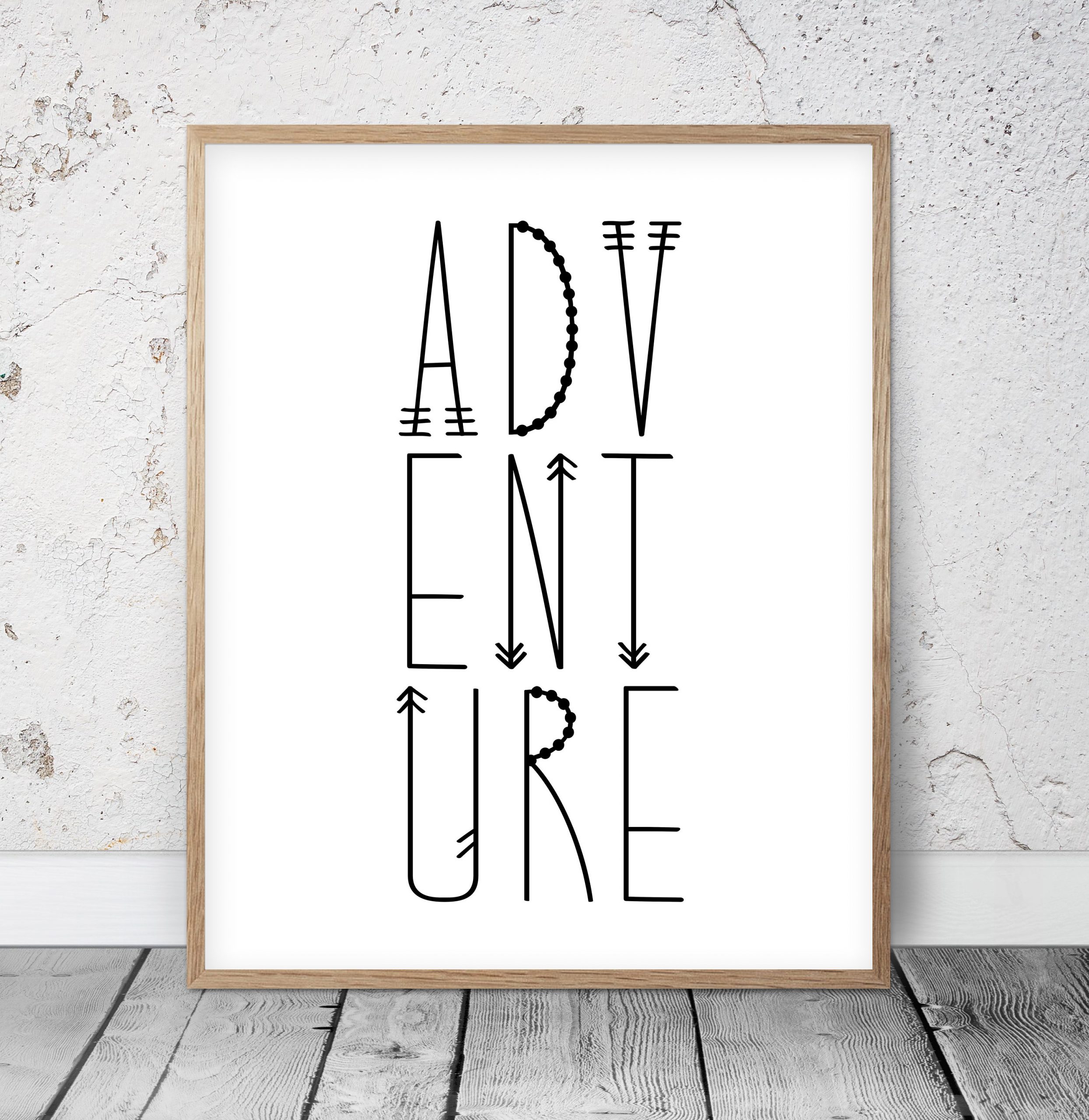 Adventure Sign, Inspirational Quote, Nursery Printable Art, Room Wall Art Decor