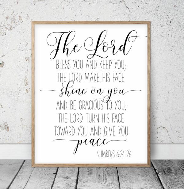Bible Verse Printable The Lord bless You And Keep You, Numbers 6:24-46, Calligraphy Bible Verse Art