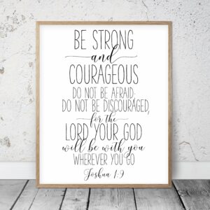 Christian Nursery Sign Be Strong And Courageous, Joshua 1:9, Bible Verse Prints