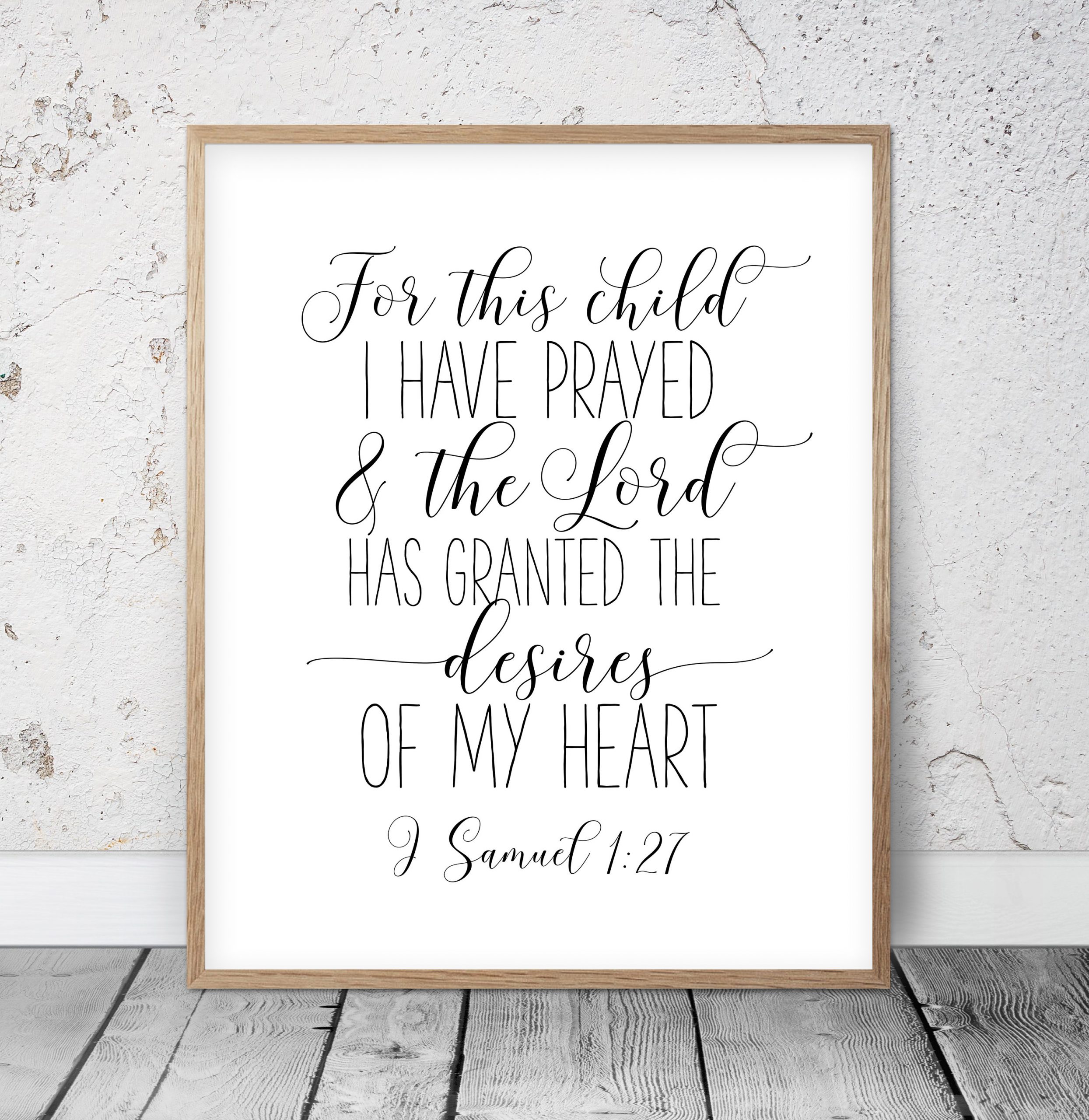 Bible Verse Printable For This Child I Have Prayed, 1 SAMUEL 1:27, Nursery Wall Art