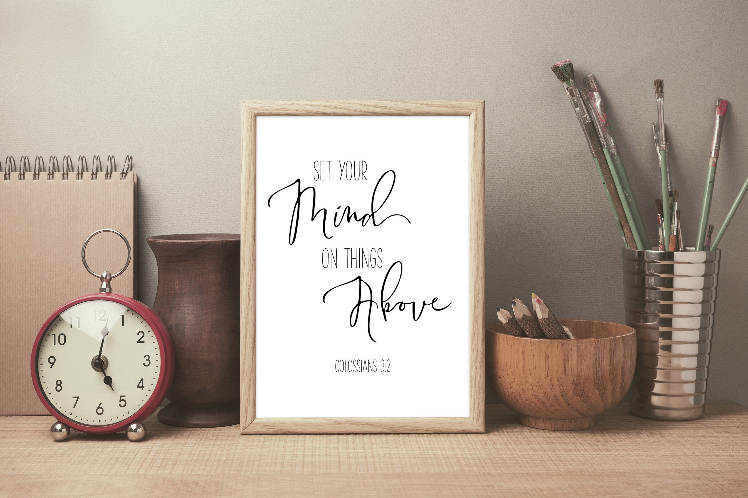 Bible Verse Art Set Your Mind On Things Above, Colossians 3:2, Bible Verse Printable, Scripture Print