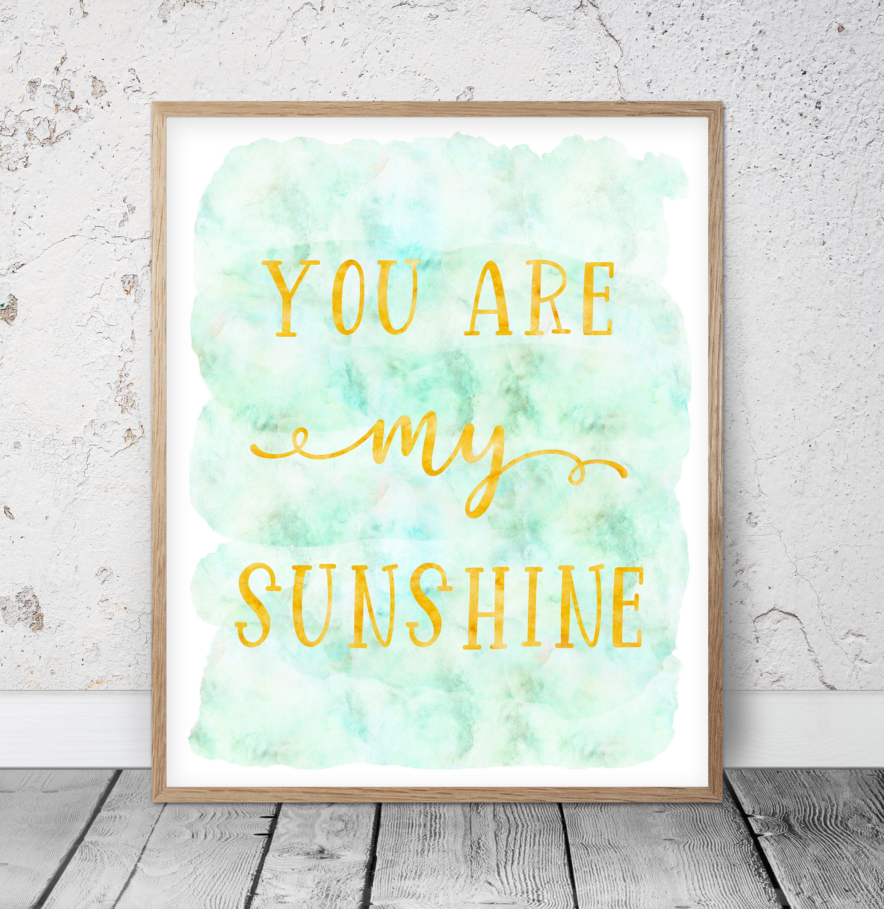 You Are My Sunshine, Nursery Watercolor Wall Art Print Decor Girl Room Gift