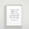 Two Are Better Than One, Ecclesiastes 4:9, Scripture Wall Art, Bible Verse Prints Wedding Gift