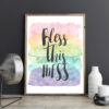 Inspirational Quote Bless This Mess, Printable Home Watercolor Quotes Print