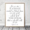 We are His Workmanship Created in Christ Jesus, Ephesians 2:10, Printable Bible Verses Wall Art