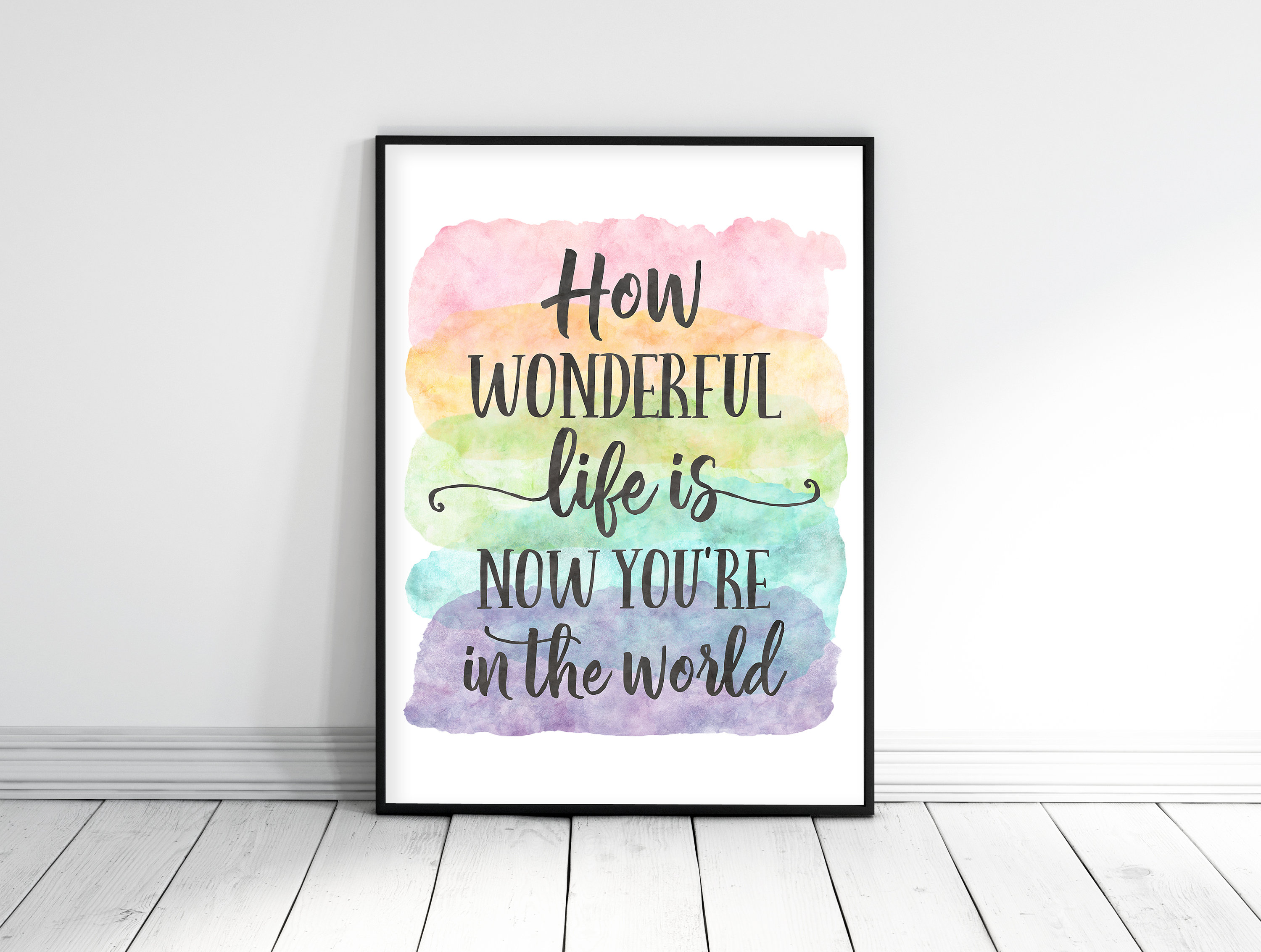How Wonderful Life is Now You're in the World Print Wall Art, Nursery Prints