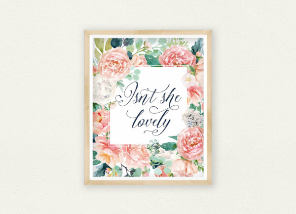 Printable Quote Art Isn't She Lovely, Baby Girl Nursery Print, Hand Lettered Quotes
