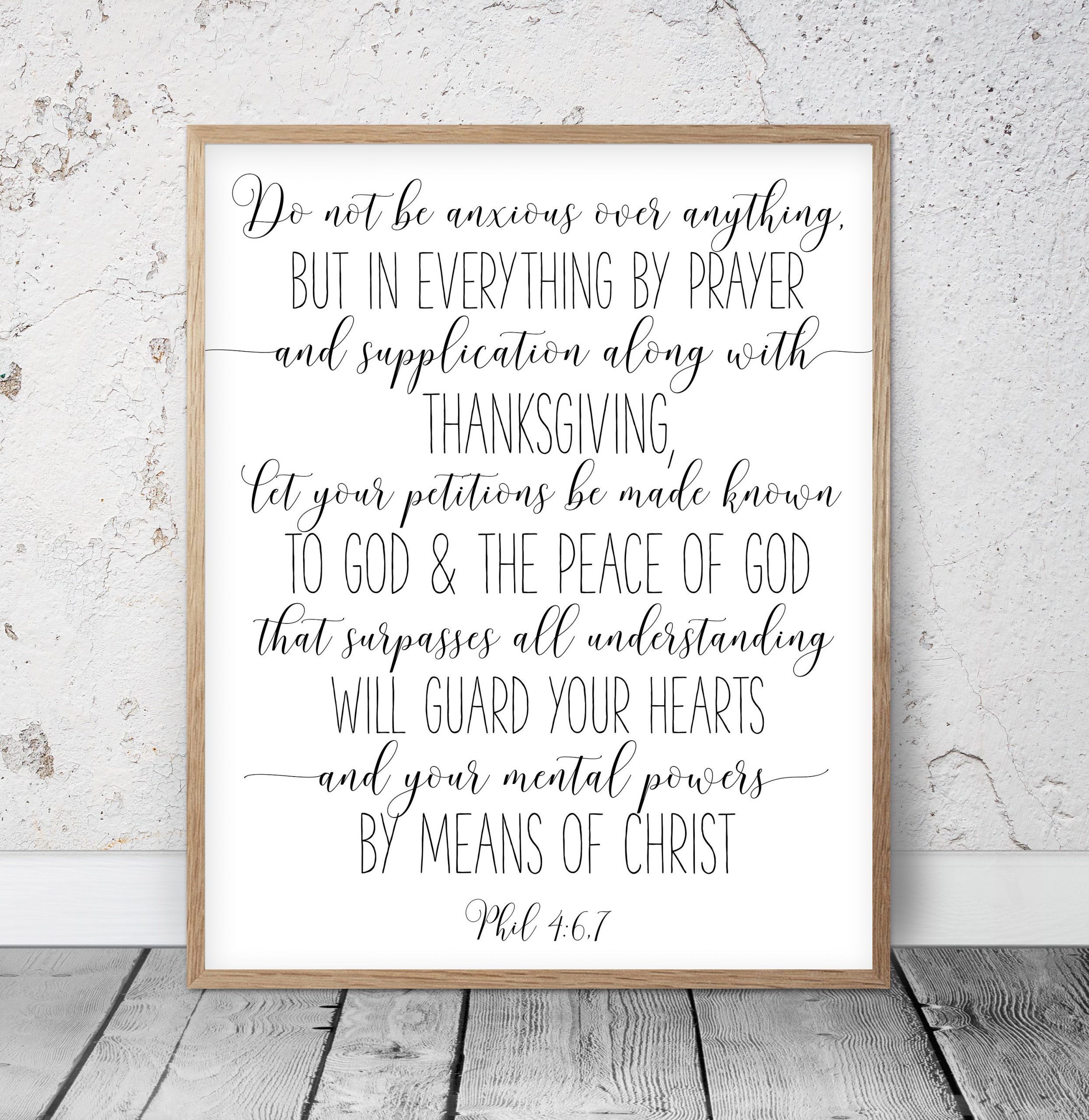 Do Not Be Anxious, Philippians 4:6-7, Christian Wall art, Bible Verse Wall Art, Nursery Printable Art
