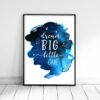 Dream Big Little One,Nursery Decor Girl Boy,Navy Blue Nursery Printable Wall Art