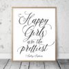 Audrey Hepburn Quote Happy Girls are the Prettiest, Girl Quotes Room Decor