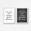 Set of 2, I Love You In The Morning & Afternoon, Nursery Prints, Kids Room Decor