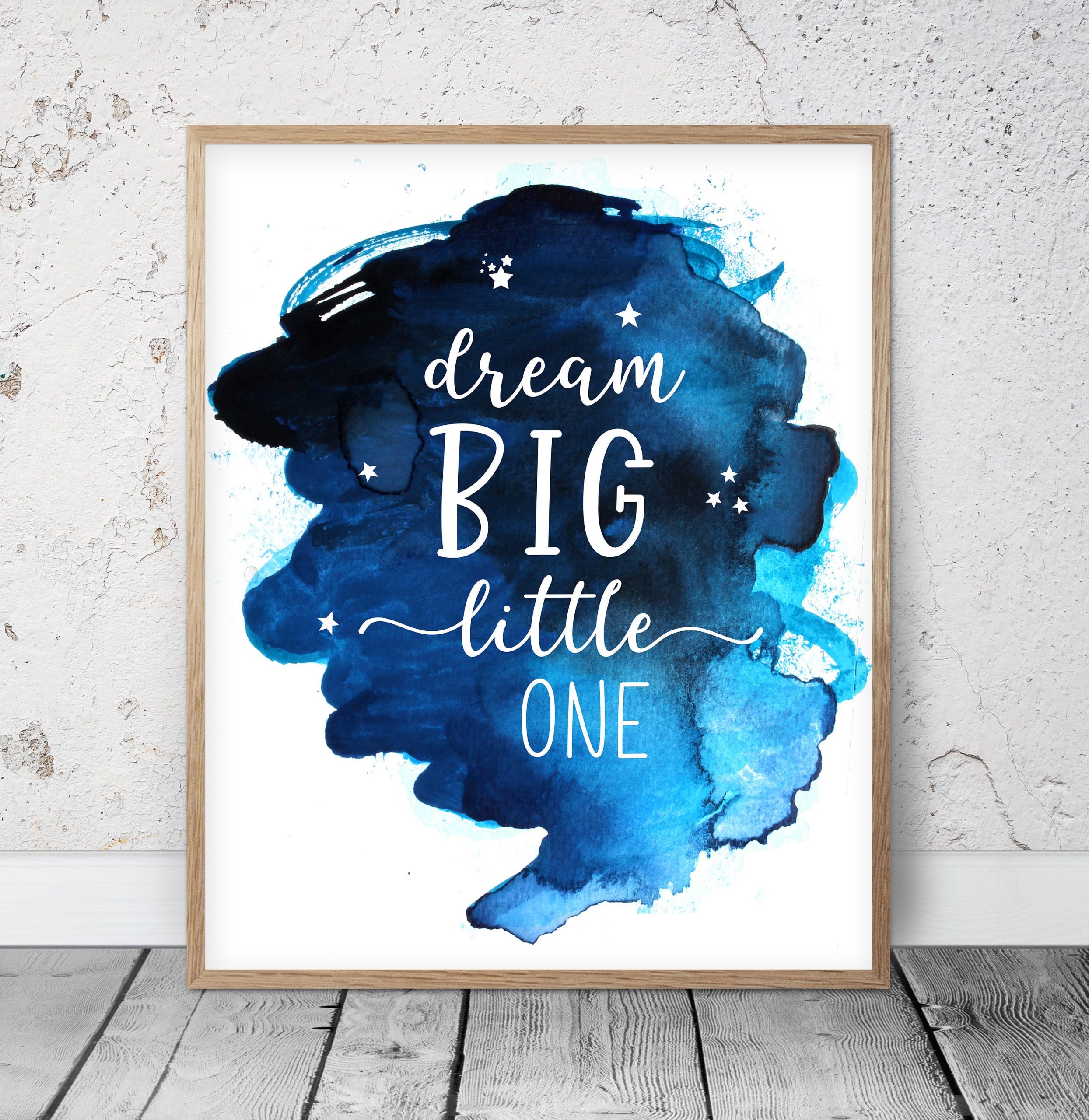 Dream Big Little One,Nursery Decor Girl Boy,Navy Blue Nursery Printable Wall Art
