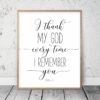 I Thank My God Every Time Philippians 1:3 Bible Verse Printable Wall Art Nursery Bible Quotes