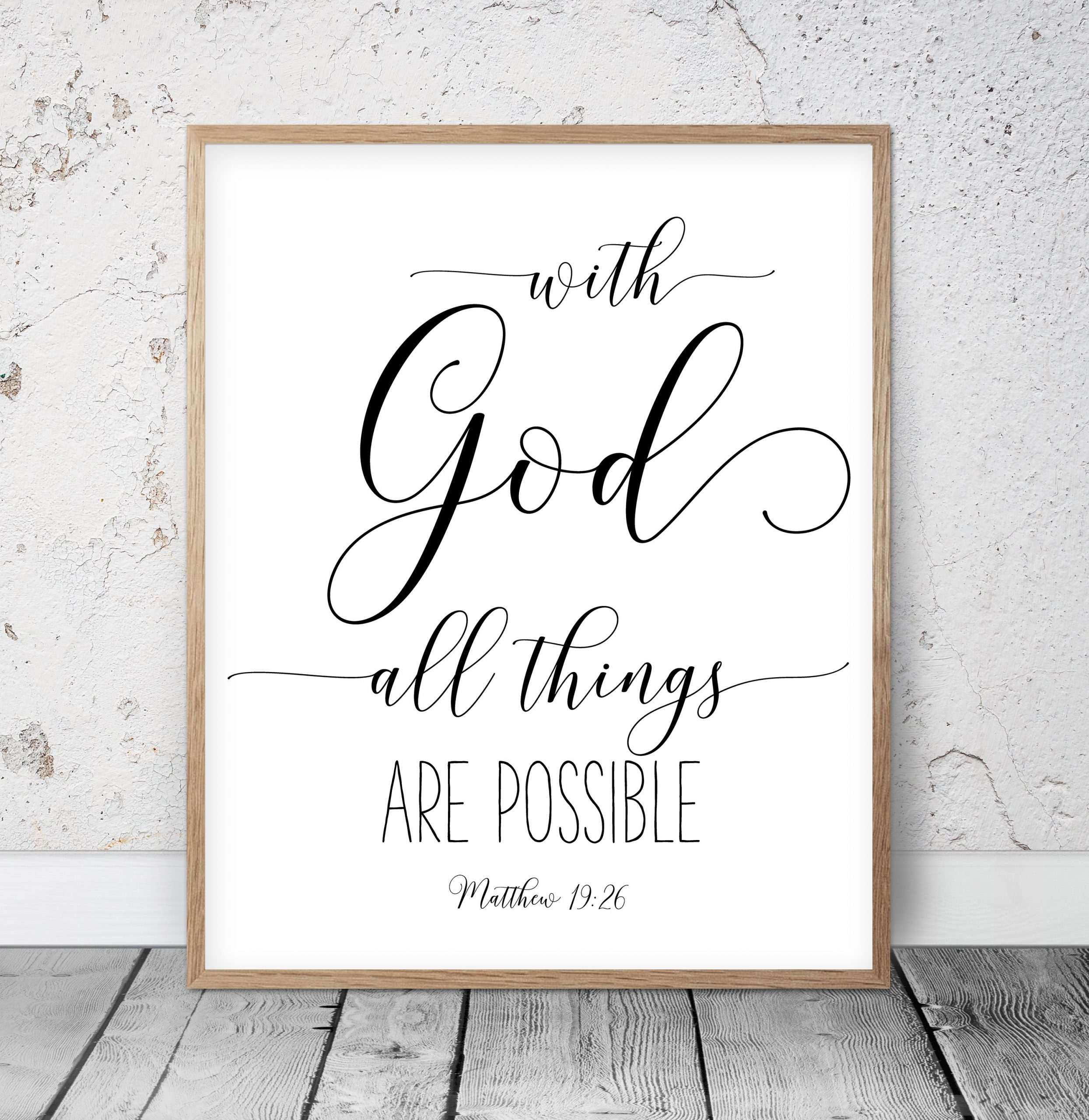 With God All Things are Possible, Matthew 19:26,Bible Verse Printable Wall Art,Nursery Bible Quotes
