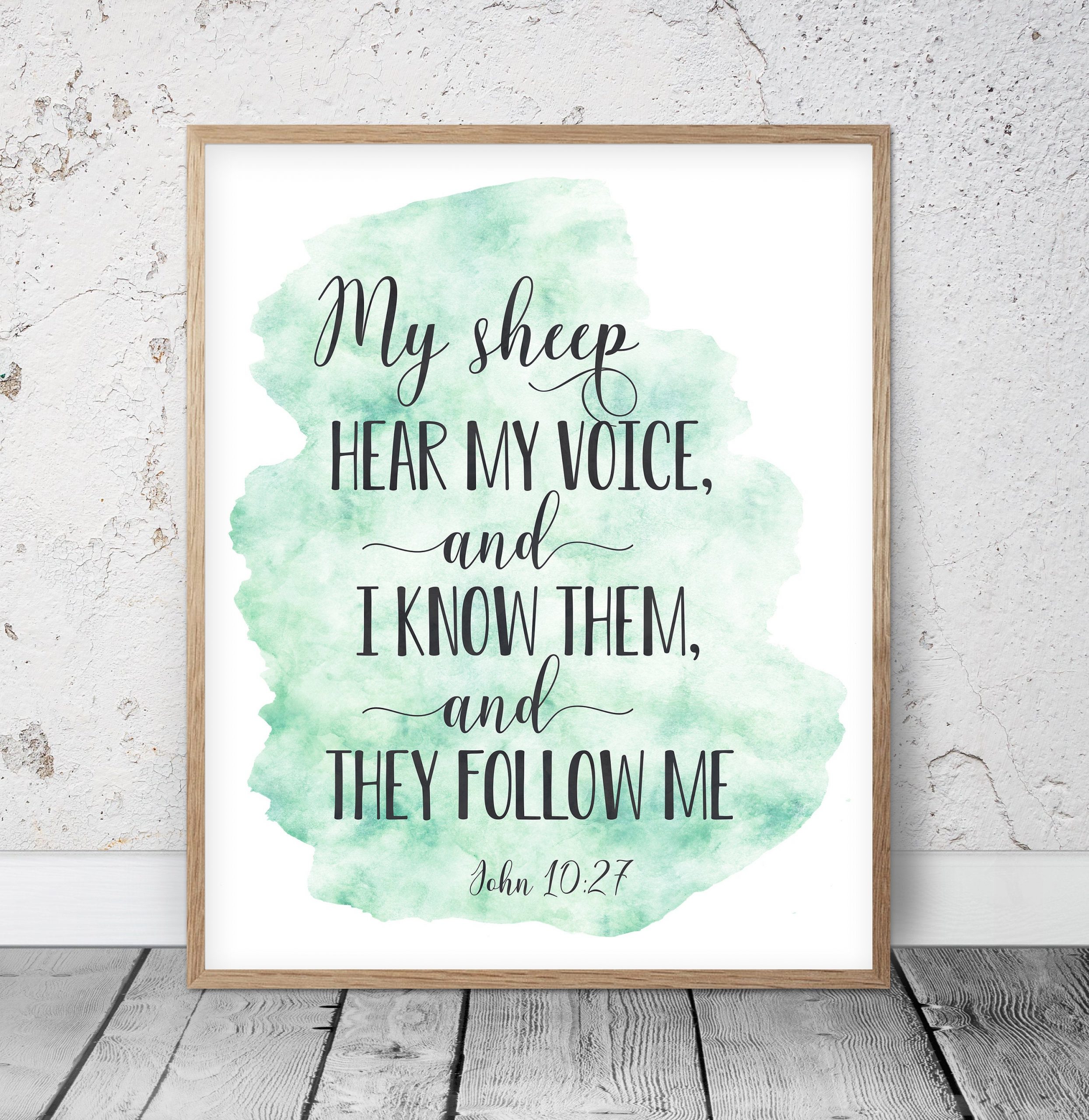 My Sheep Hear My Voice, John 10:27, Bible Verse Printable Wall Art, Nursery Bible Quotes
