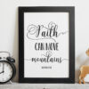 Faith Can Move Mountains, Matthew 17:20, Bible Verse Printable Wall Art, Nursery Bible Quotes