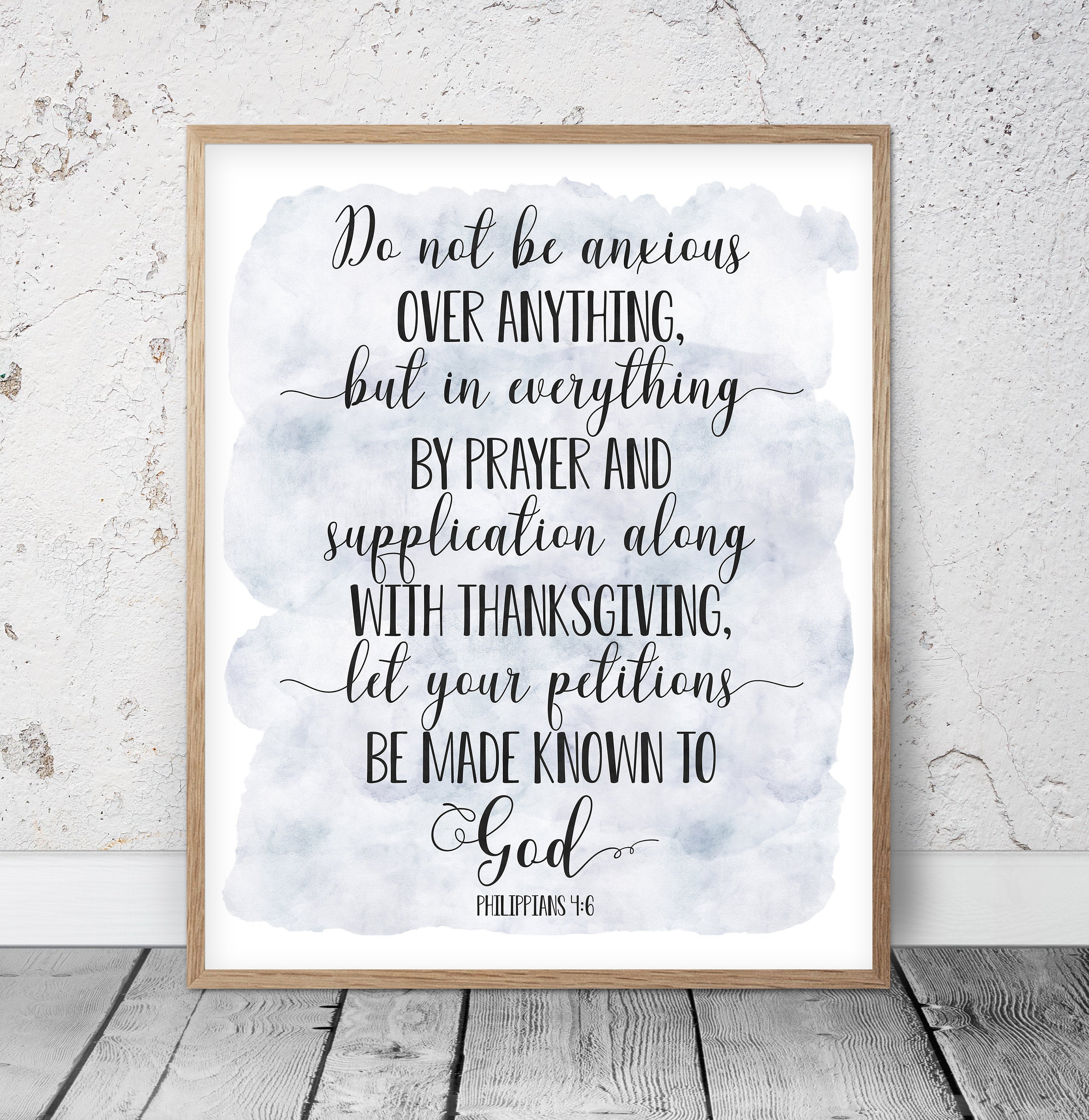 Do Not Be Anxious, Philippians 4:6, Bible Verse Printable Wall Art, Nursery Bible Quotes