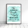 She Is Clothed In Strength And Dignity, Proverbs 31:25,Bible Verse Printable Wall Art, Nursery Quotes