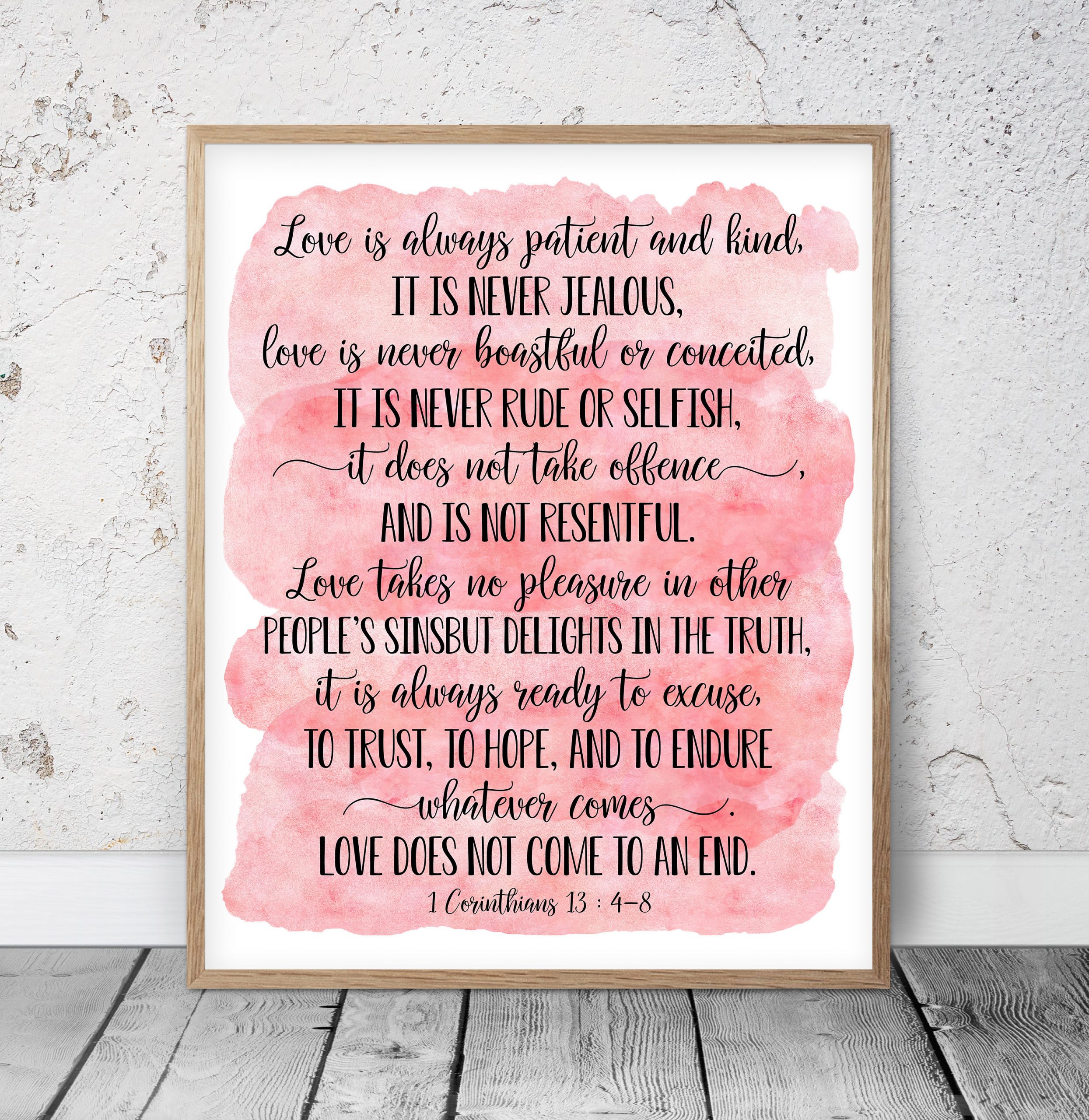 Love Is Always Patient And Kind, 1 Corinthians 13, Bible Verse Print Wall Art,Nursery Bible Quotes