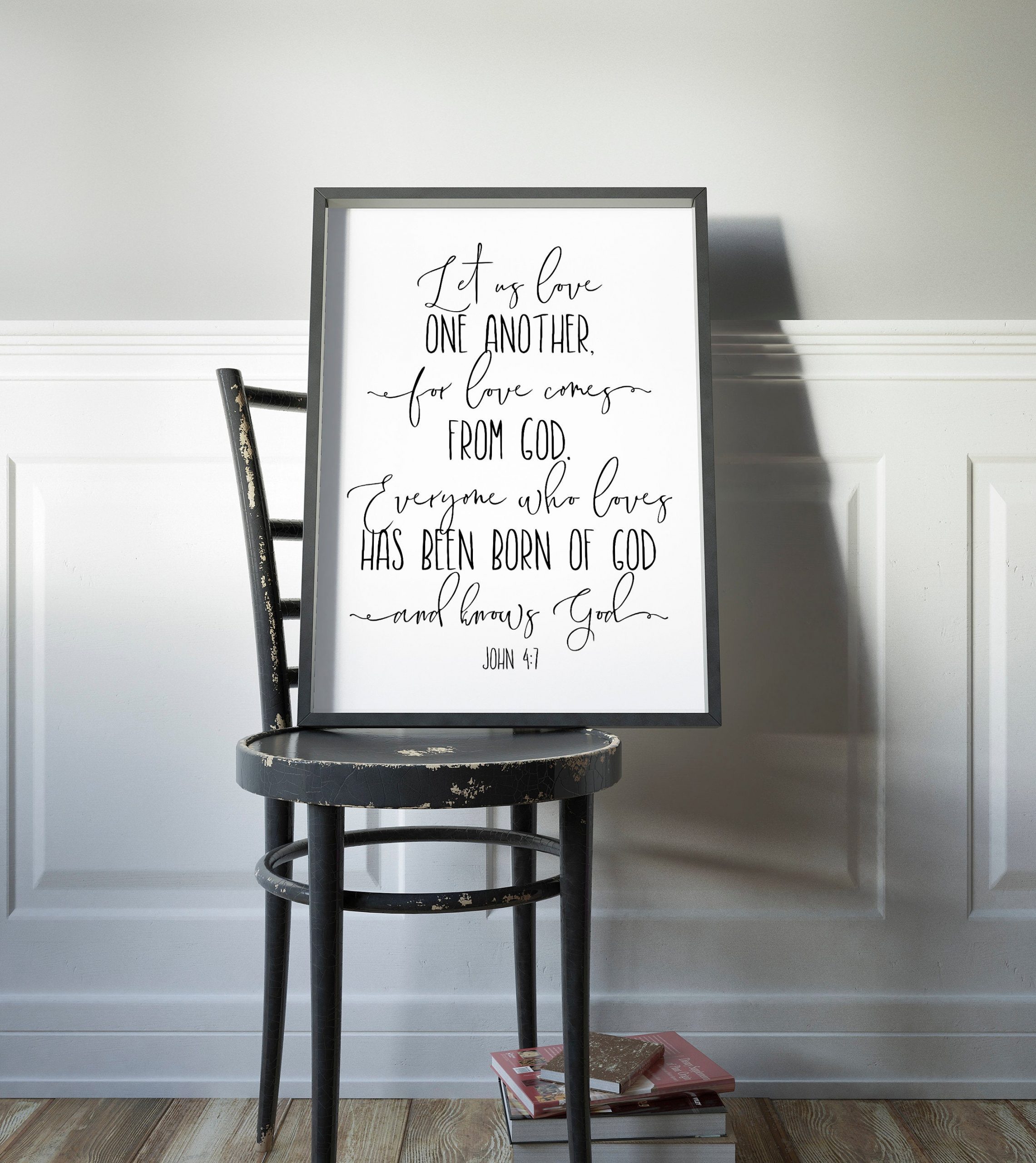 1 John 4:7, Let Us Love One Another, Bible Verse Printable Wall Art, Nursery Decor, Bible Quotes