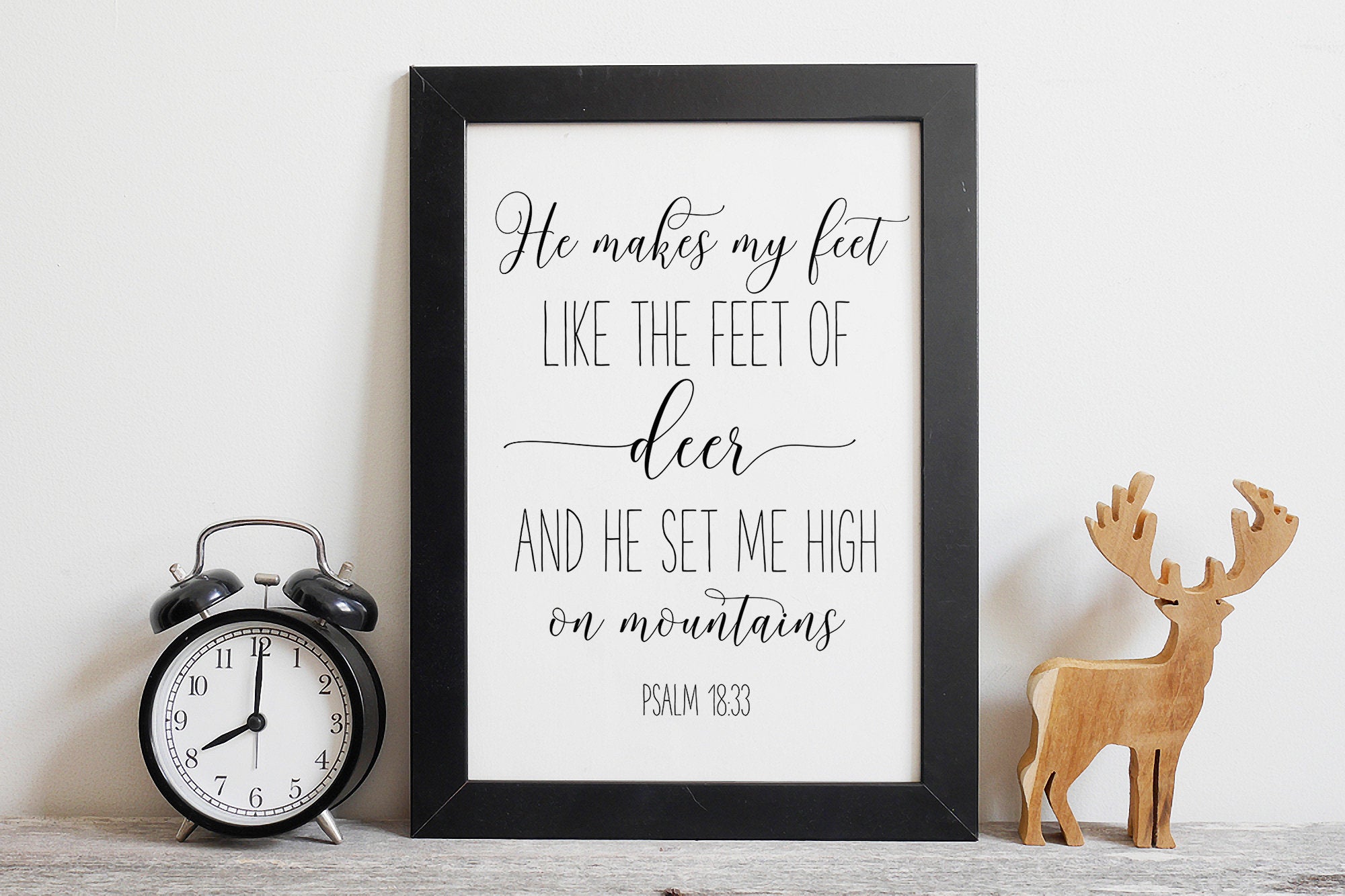 He Makes My Feet Like The Feet Of Deer,Psalm 18:33, Bible Verse Print Wall Art,Nursery Quotes