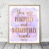 You Are Fearfully And Wonderfully Made, Psalm 139:14, Bible Verse Printable, Nursery Decor Girl