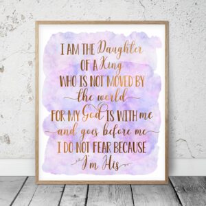 I Am The Daughter Of A King, Bible Verse Printable, Baptism Gift Girl, Nursery Decor Girl