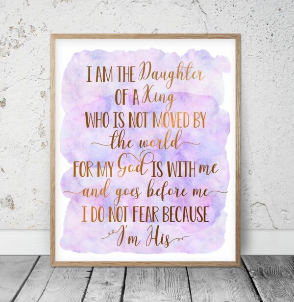I Am The Daughter Of A King, Bible Verse Printable, Baptism Gift Girl, Nursery Decor Girl