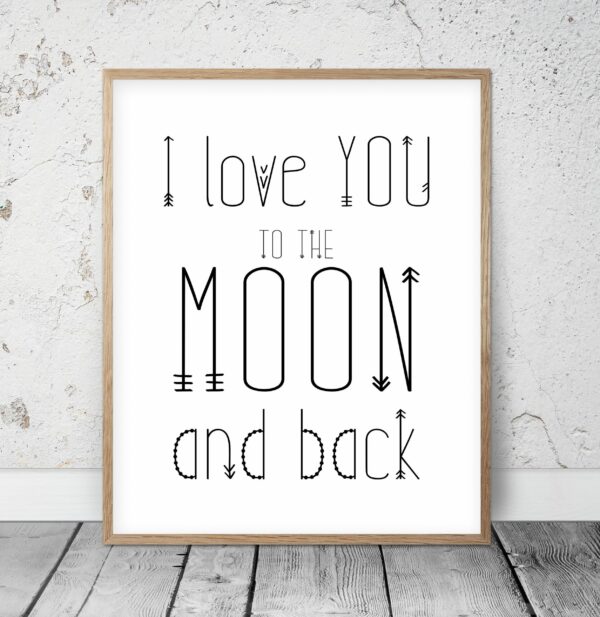 I Love You To The Moon And Back, Nursery Printable Wall Art, Boys Room Decor