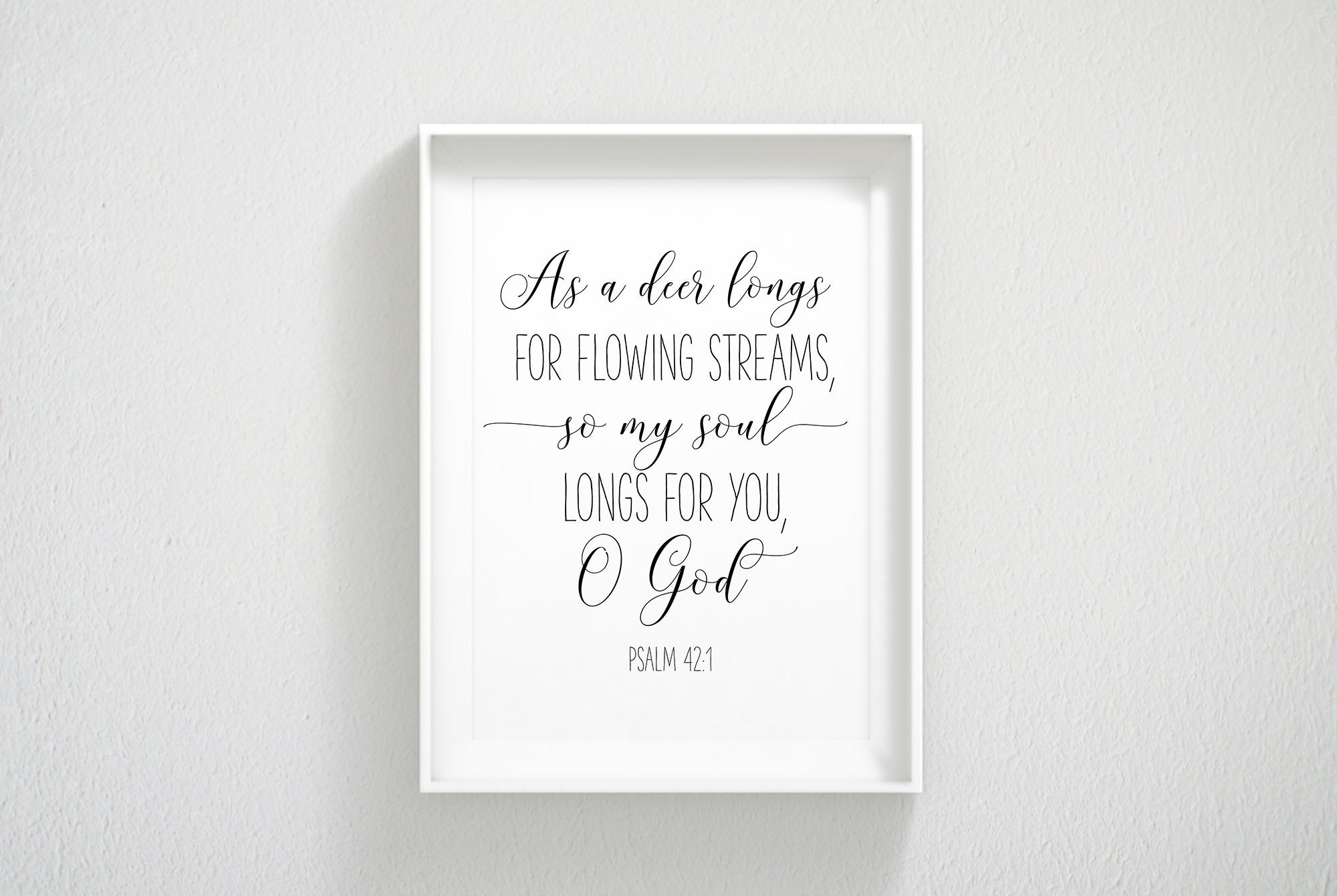 As A Deer Longs For Flowing Streams, Psalm 42:1, Bible Verse Print Wall Art,Nursery Bible Quotes