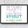 The Unfading Beauty Of A Gentle And Quiet Spirit, 1 Peter 3:4, Bible Verse Printable, Nursery Decor