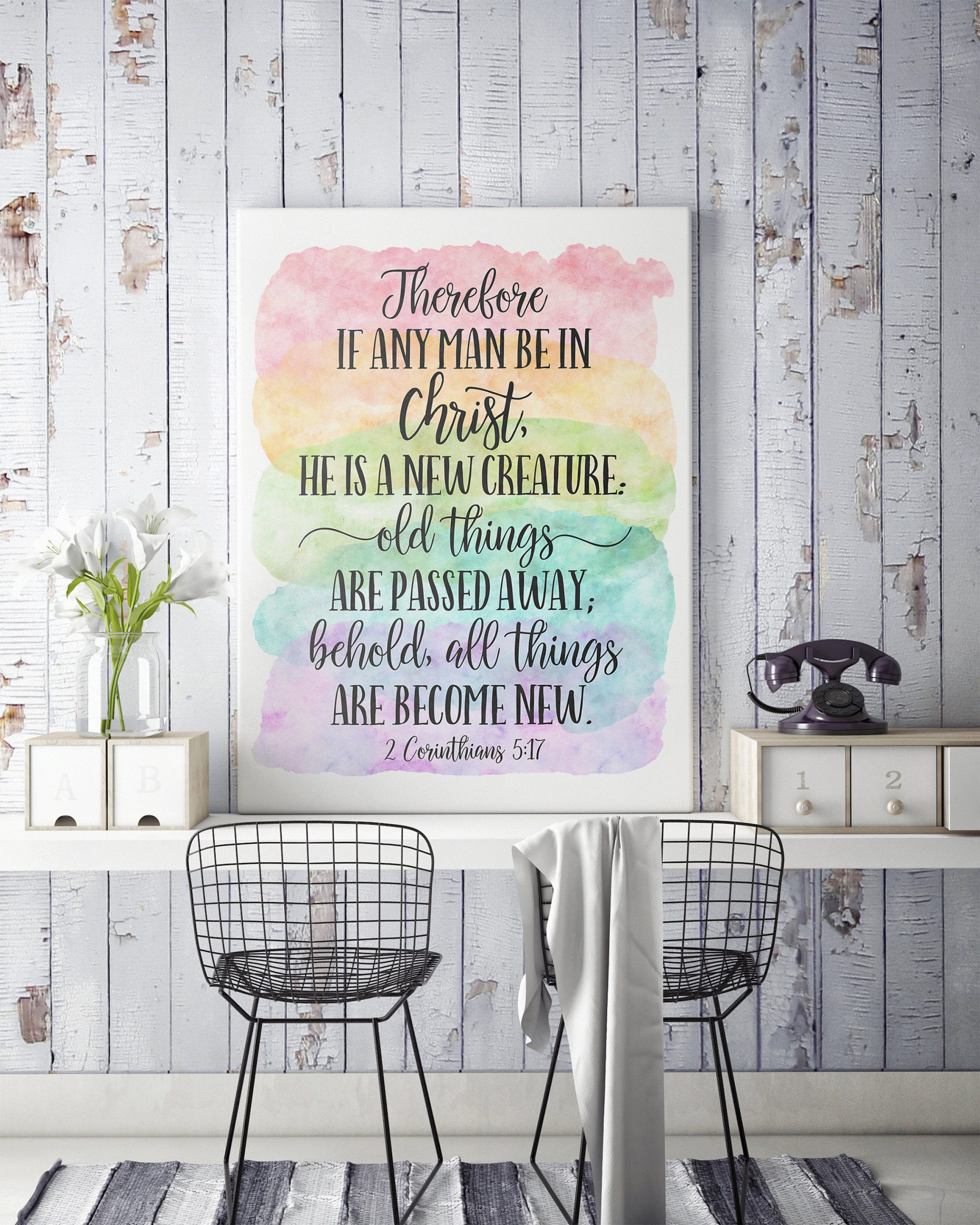 If Any Man Be In Christ, He Is A New Creature, 2 Corinthians 5:17, Printable Scripture Wall Art
