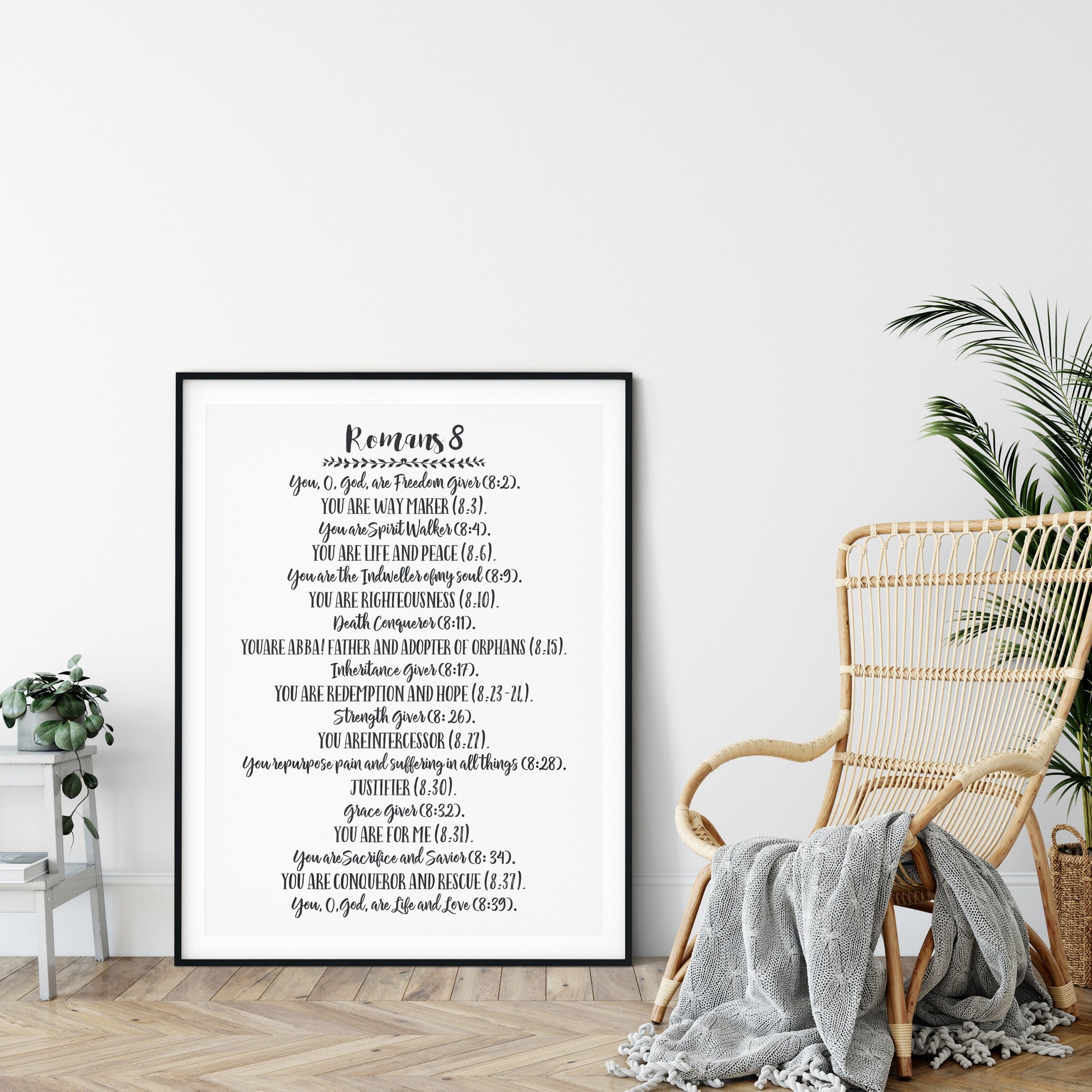 You God Are Freedom Giver, Romans 8, Printable Bible Verse Wall Art, Scripture Prints, Wall Art