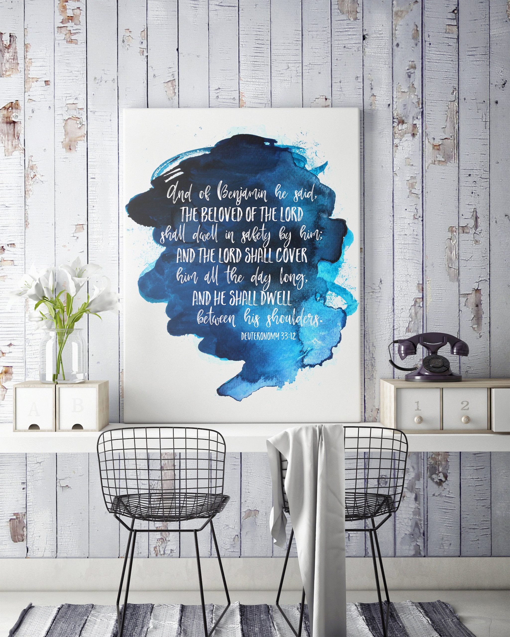Deuteronomy 33:12 The Beloved of the Lord Shall Dwell In Safety, Printable Bible Verse Wall Art