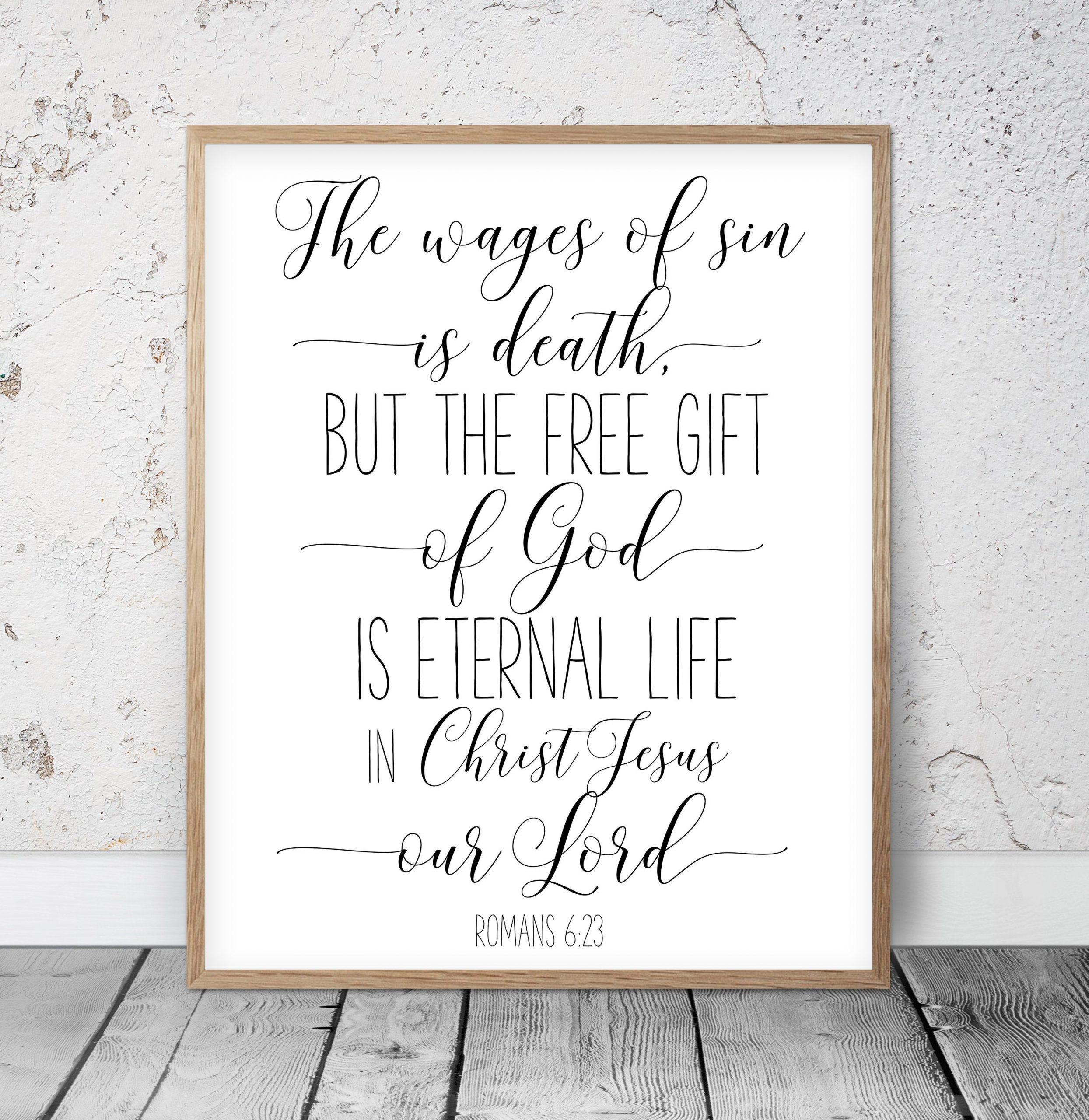 Eternal Life, Romans 6:23, Bible Verse Printable Wall Art, Christian Gifts, Nursery Decor Wall Art