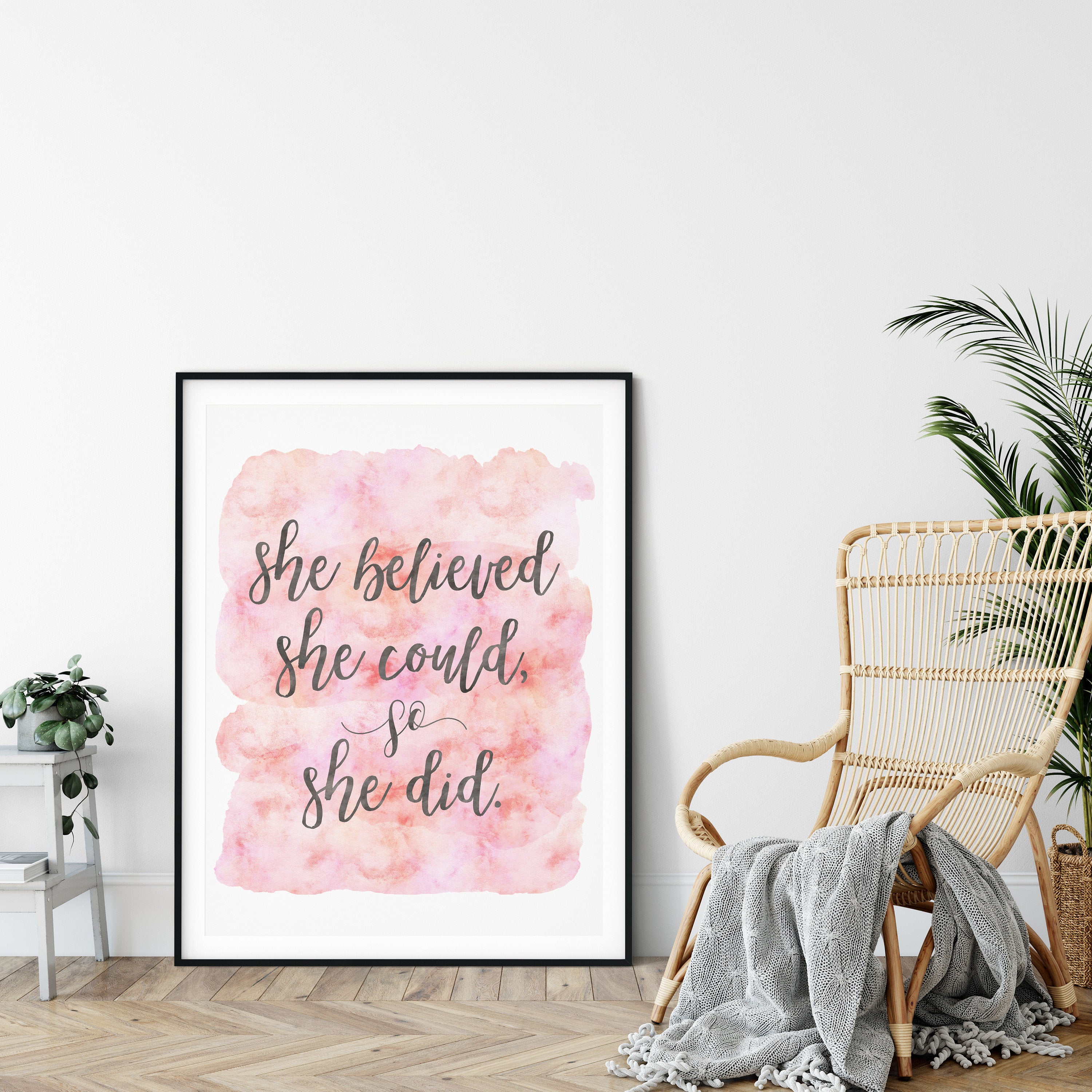 She Believed She Could So She Did,Nursery Print Wall Art Quotes Decor