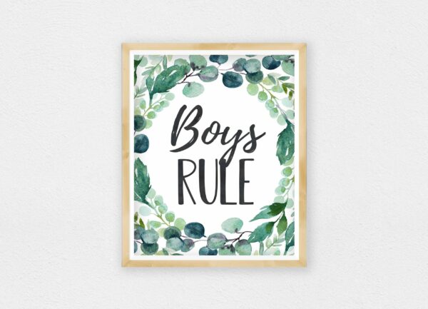Boys Rule, Boys Nursery Prints, Eucalyptus Nursery Decor, Boys Room Wall Art