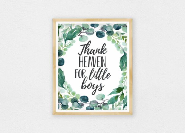 Thank Heaven For Little Boys, Boys Nursery Prints, Eucalyptus Nursery Decor