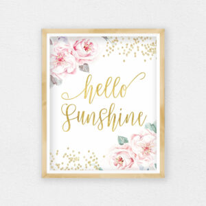 Hello Sunshine, Printable Nursery Wall Art,Nursery Decor Girl Bedroom Wall Art