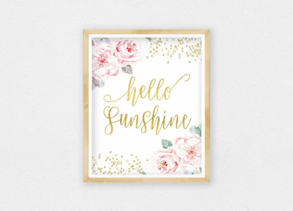 Hello Sunshine, Printable Nursery Wall Art,Nursery Decor Girl Bedroom Wall Art