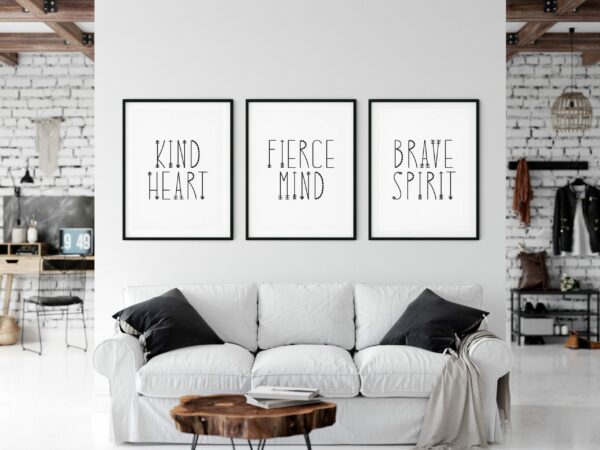 Kind Heart Fierce Mind Brave Spirit Nursery Quotes,Kids Wall Print,Boys Wall Art