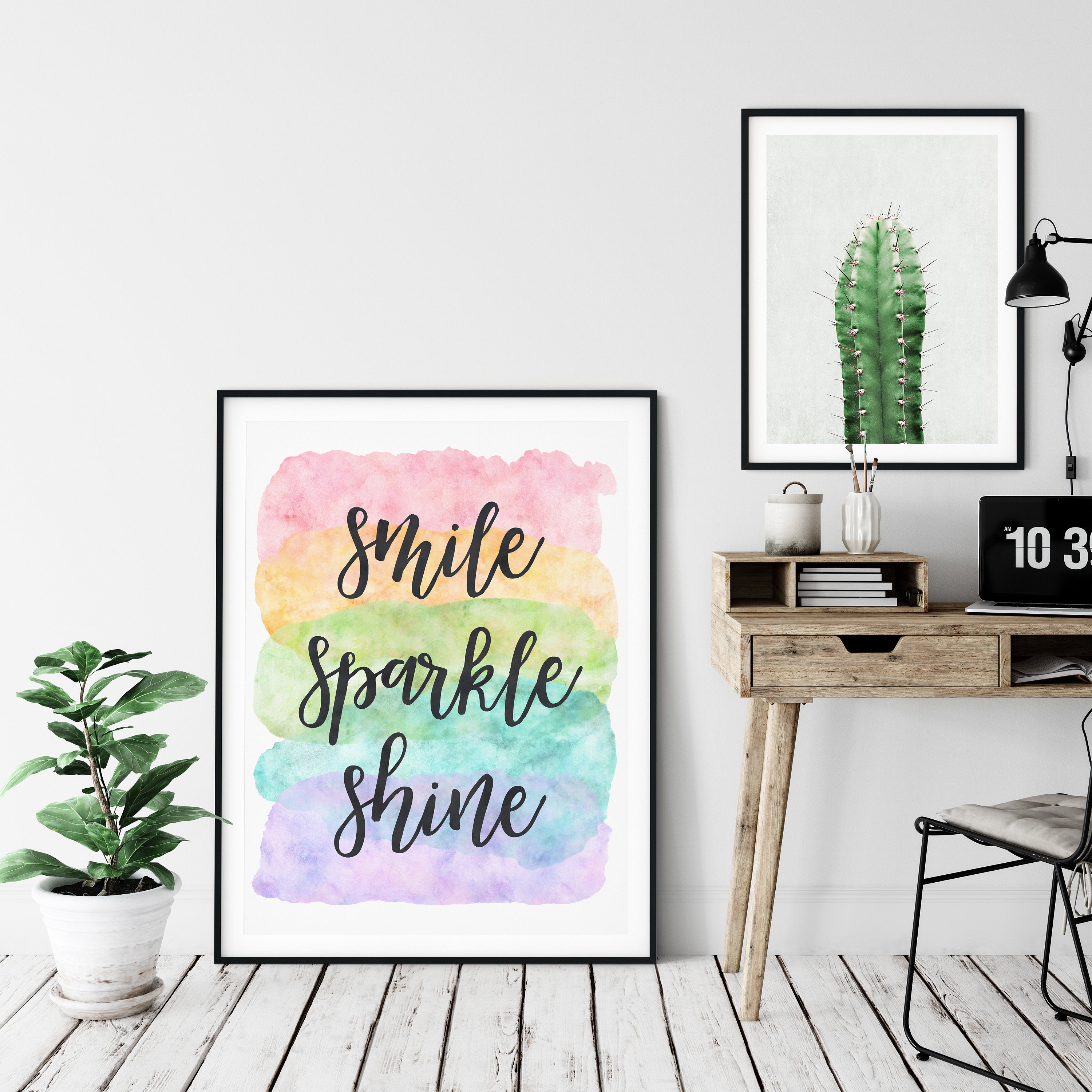 Smile Sparkle Shine,Nursery Print Wall Art,Inspirational Quotes,Motivational