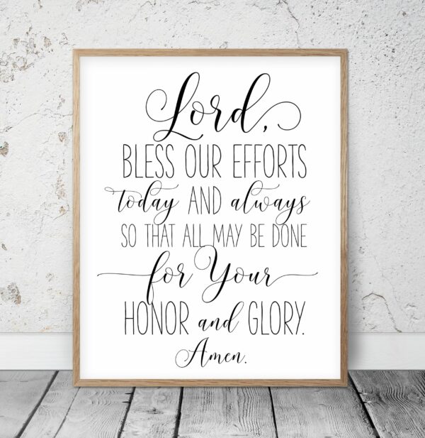 Lord Bless Our Efforts Today And Always, Bible Verse Printable Wall Art, Nursery Kids Room Decor