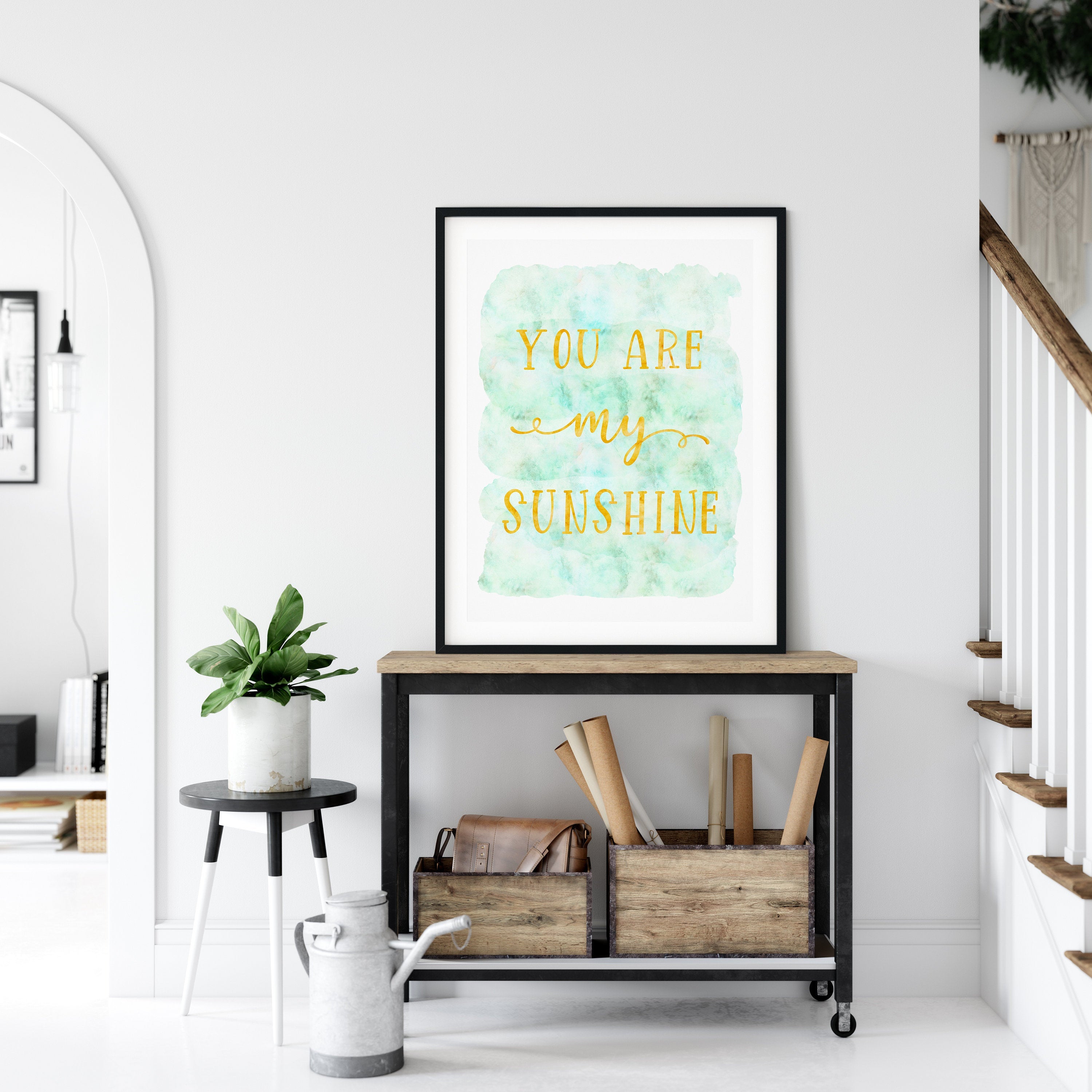 You Are My Sunshine, Nursery Watercolor Wall Art Print Decor Girl Room Gift