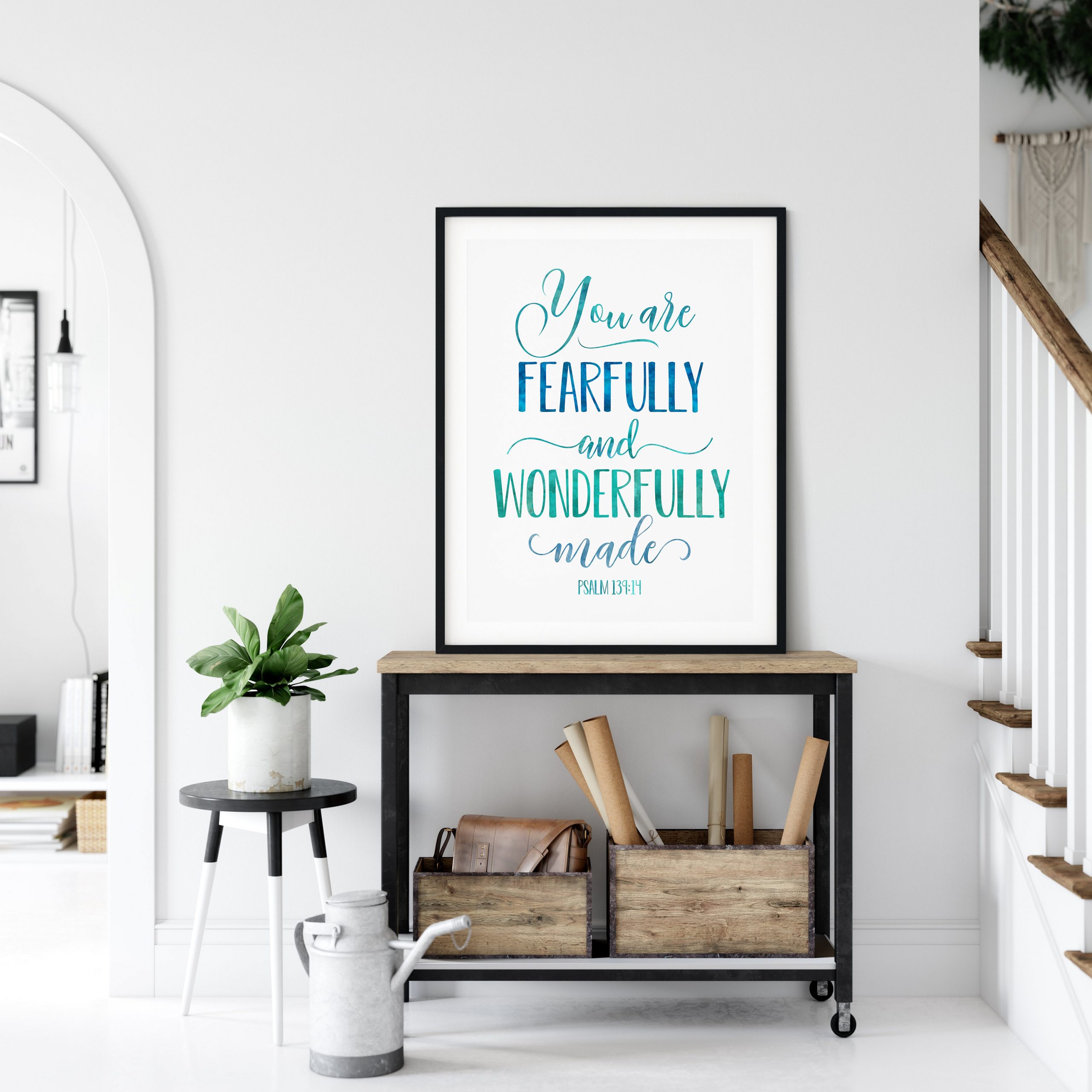 You Are Fearfully And Wonderfully Made, Psalm 139:14, Bible Verse Printable, Nursery Decor