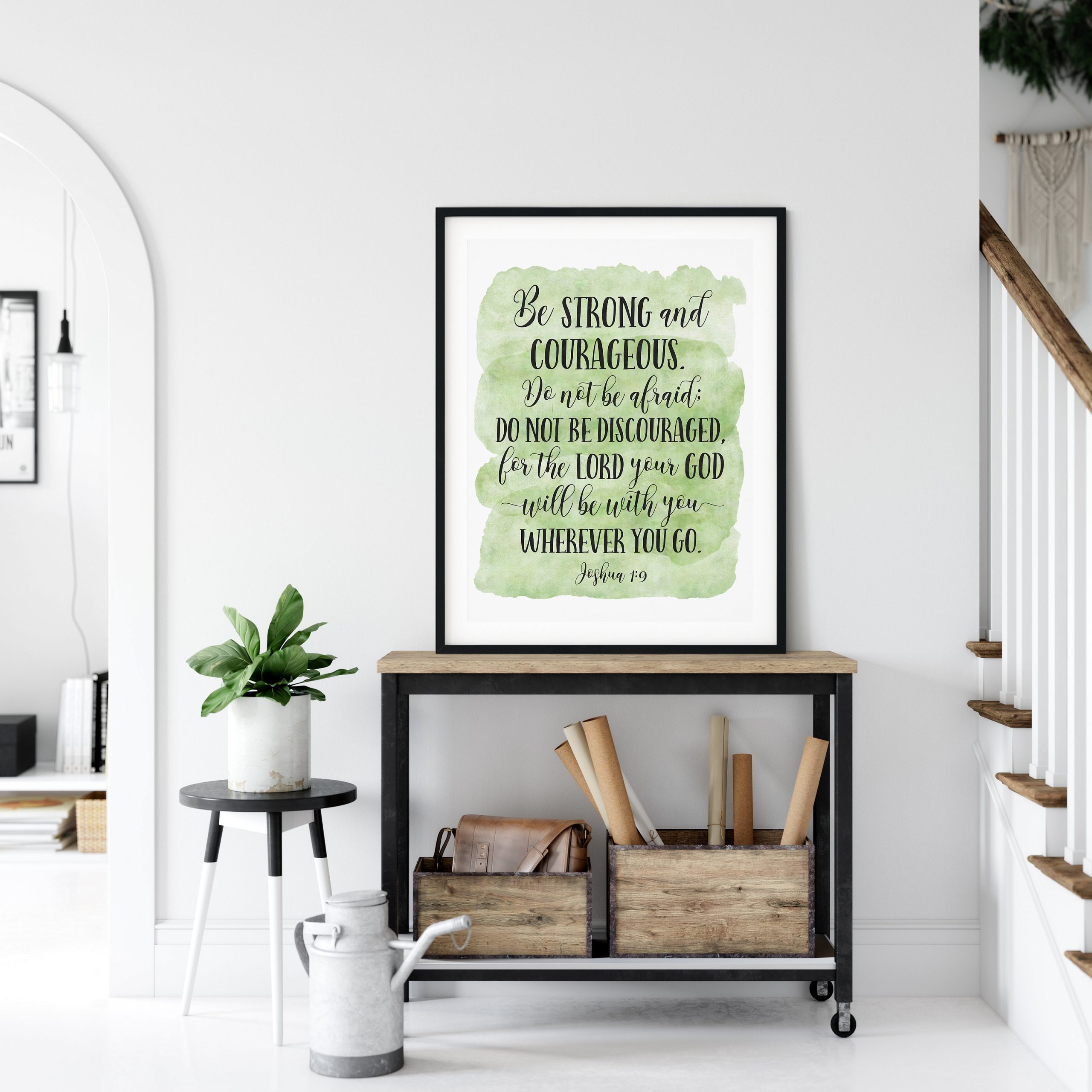 Be Strong And Courageous, Joshua 1:9, Bible Verse Printable Wall Art, Nursery Quotes