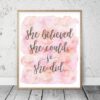 She Believed She Could So She Did,Girl Quotes Room Decor