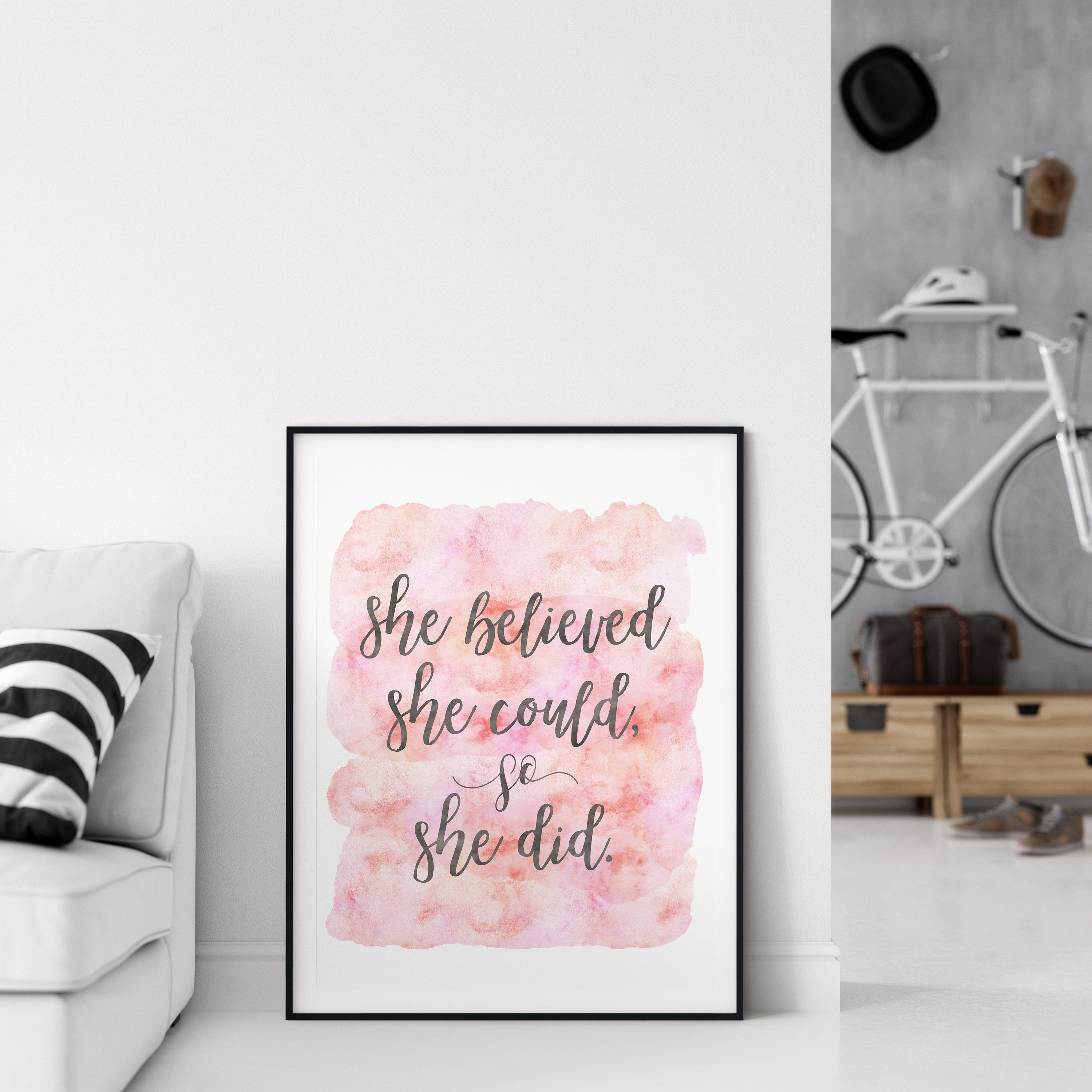She Believed She Could So She Did,Nursery Print Wall Art Quotes Decor